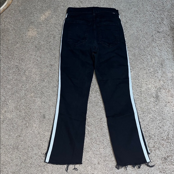 MOTHER The Insider Crop Step Fray Raw Hem Jeans Guilty Racer Black 26 - Picture 7 of 11